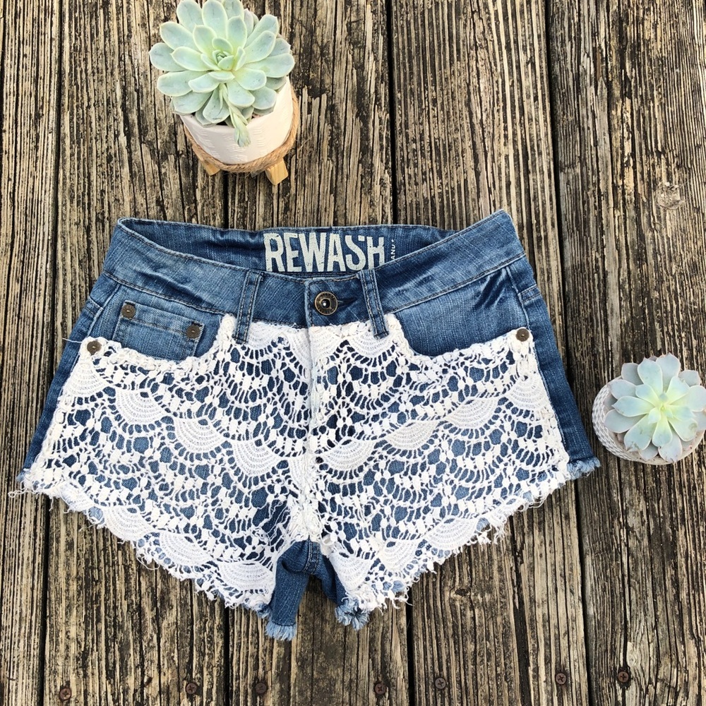 Crochet Denim Shorts